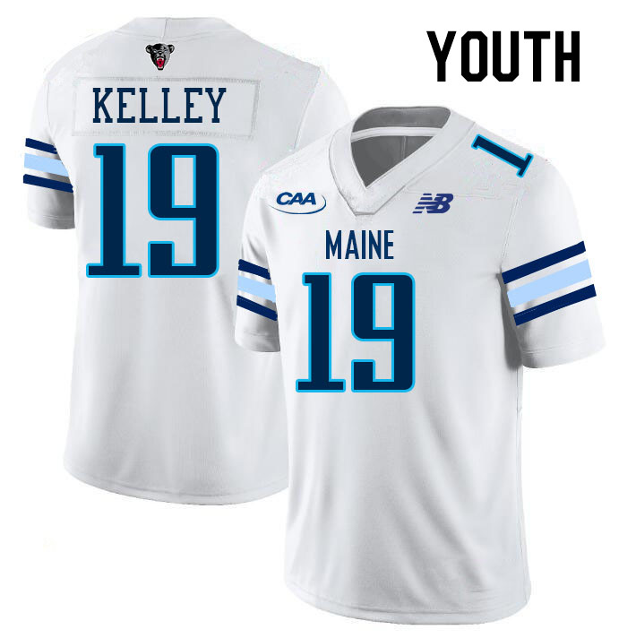 Youth #19 Jack Kelley Maine Black Bears College Football Jerseys Stitched Sale-White
